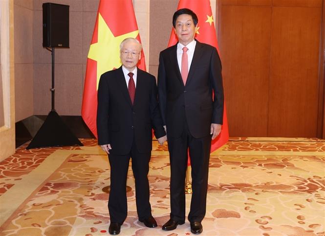 Tổng Bí thư Nguyễn Phú Trọng hội kiến Chủ tịch Quốc hội Trung Quốc Lật Chiến Thư - Ảnh 2.