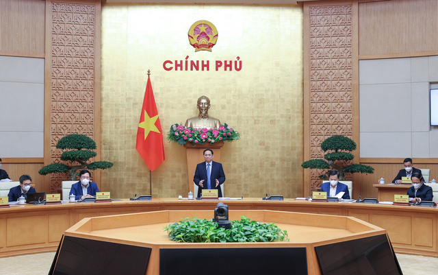 Thủ tướng Phạm Minh Chính chủ trì phiên họp Chính phủ thường kỳ tháng 2/2022 - Ảnh: VGP/Nhật Bắc