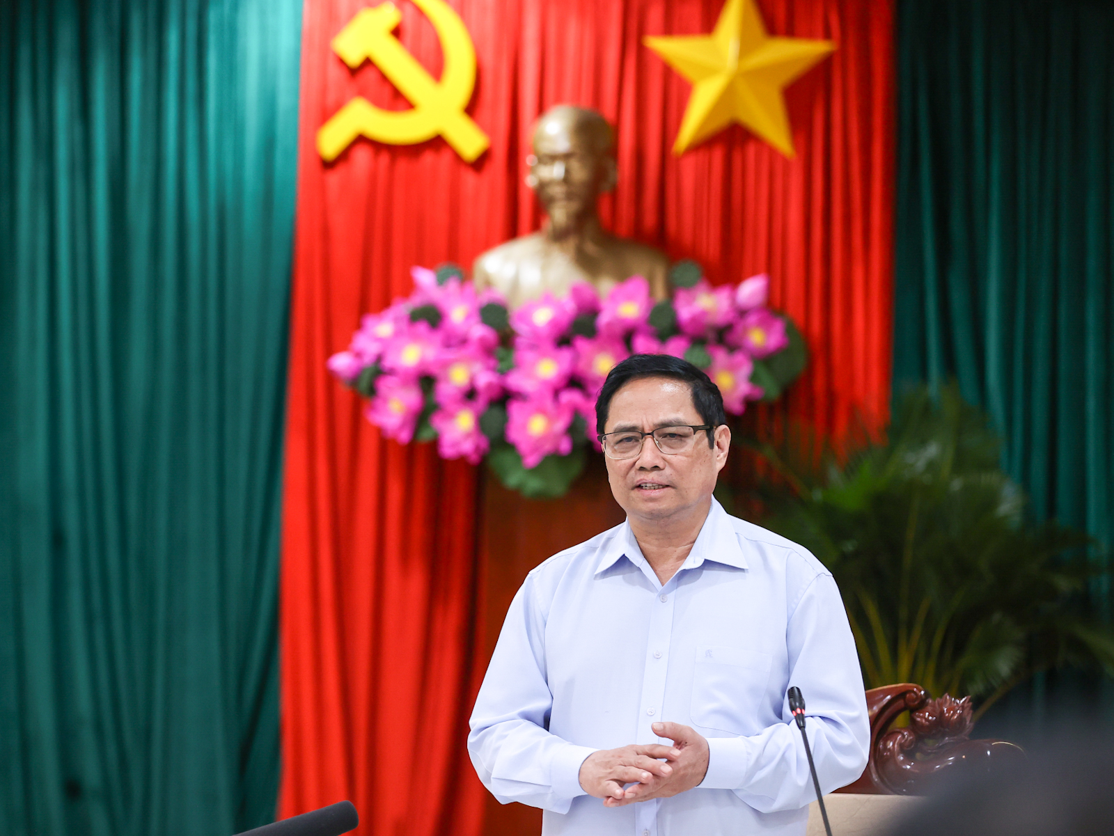 Thủ tướng Chính phủ Phạm Minh Chính phát biểu tại buổi làm việc với  Ban thường vụ Tỉnh ủy Bình Phước về tình hình phát triển kinh tế - xã hội năm 2021, định hướng, giải pháp phát triển kinh tế - xã hội năm 2022 và các năm tiếp theo.