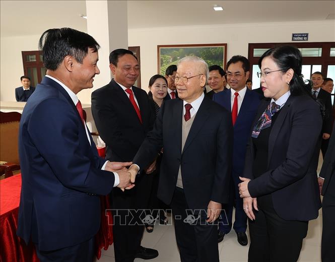 Tổng Bí thư Nguyễn Phú Trọng thăm, làm việc và chúc Tết tại tỉnh Thái Nguyên - Ảnh 3.