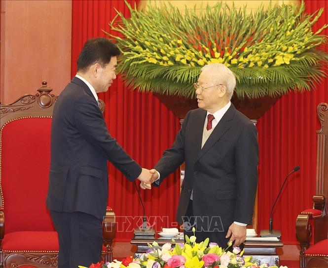 Tổng Bí thư Nguyễn Phú Trọng tiếp Chủ tịch Quốc hội Hàn Quốc - Ảnh 1.