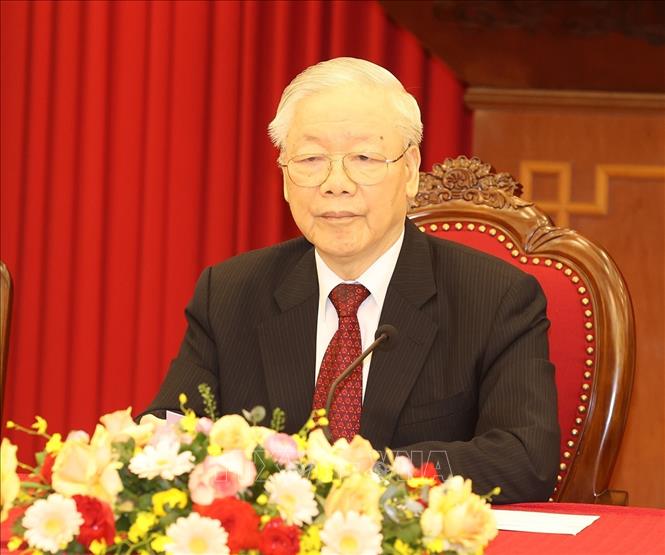 Tổng Bí thư Nguyễn Phú Trọng điện đàm cấp cao với Tổng thống Pháp Emmanuel Macron - Ảnh 1.