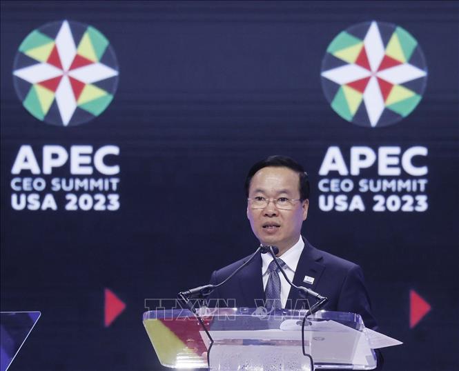 Chủ tịch nước Võ Văn Thưởng phát biểu tại Hội nghị Thượng đỉnh doanh nghiệp APEC 2023- Ảnh 1.