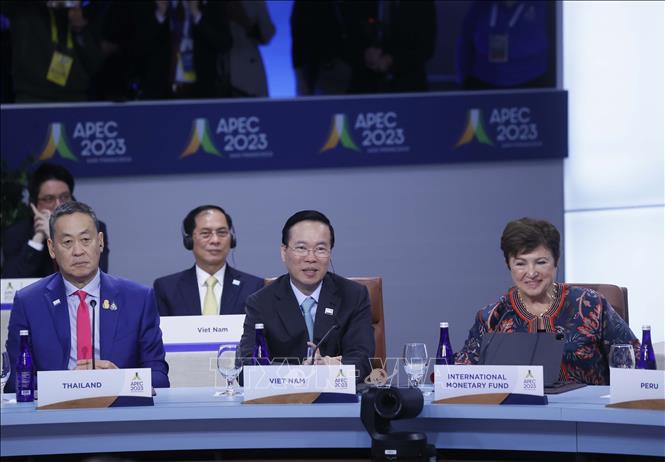 Chủ tịch nước Võ Văn Thưởng nhấn mạnh APEC là diễn đàn hợp tác và liên kết hàng đầu khu vực, đem lại lợi ích thiết thực cho người dân - Ảnh: TTXVN