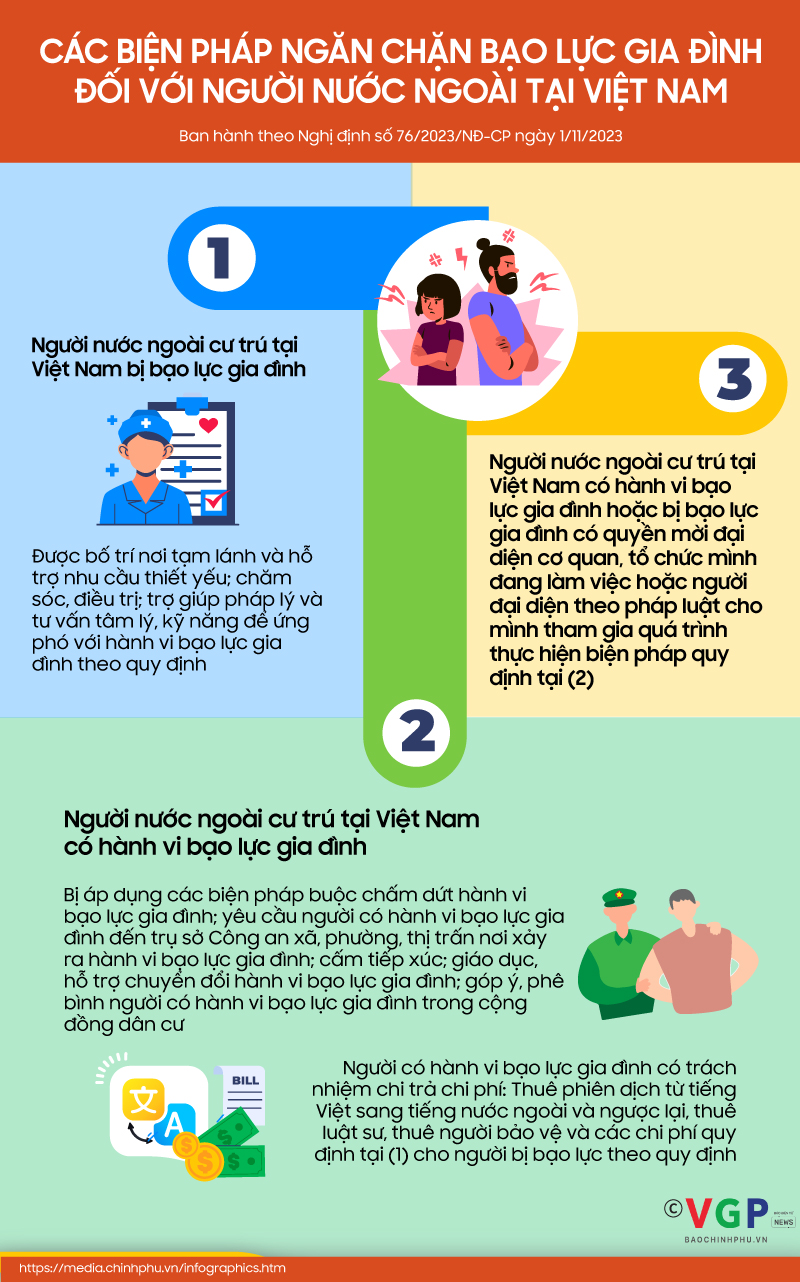 Infographics: Các biện pháp ngăn chặn bạo lực gia đình đối với người nước ngoài tại Việt Nam- Ảnh 1.