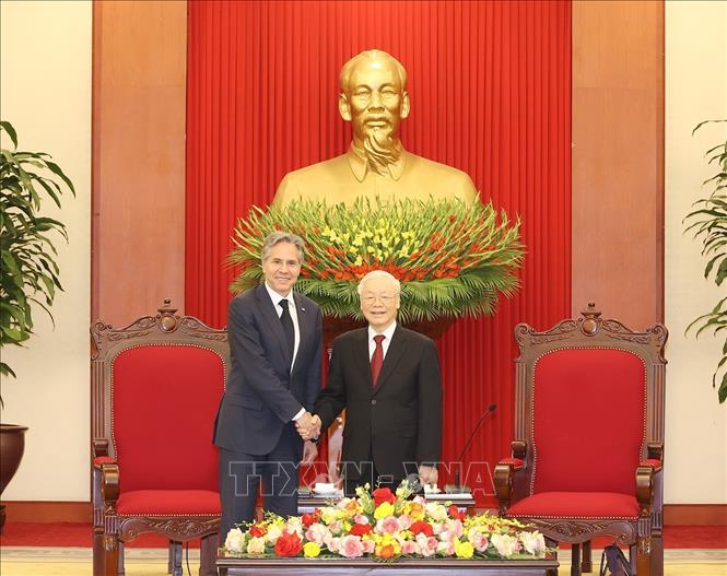 Tổng Bí thư Nguyễn Phú Trọng tiếp Ngoại trưởng Hoa Kỳ Antony Blinken - Ảnh 1.