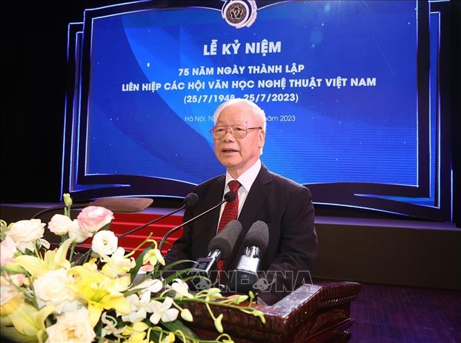 Tổng Bí thư dự Lễ kỷ niệm 75 năm Ngày thành lập Liên hiệp các Hội Văn học nghệ thuật Việt Nam - Ảnh 1.