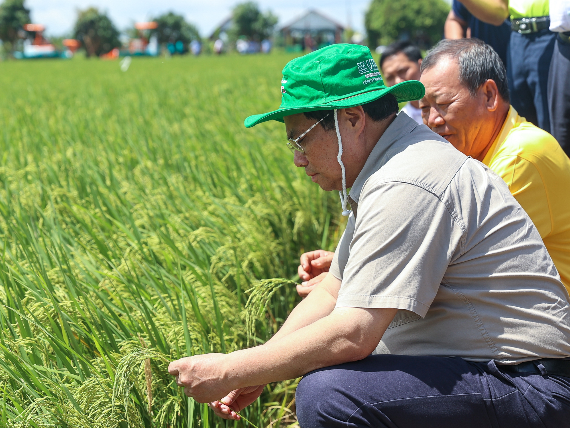 Thủ tướng khảo sát mô hình nông nghiệp công nghệ cao, sản xuất lúa và làm việc với Hợp tác xã Dịch vụ nông nghiệp Thắng Lợi (ấp 5, xã Mỹ Đông, huyện Tháp Mười) - Ảnh: VGP/Nhật Bắc