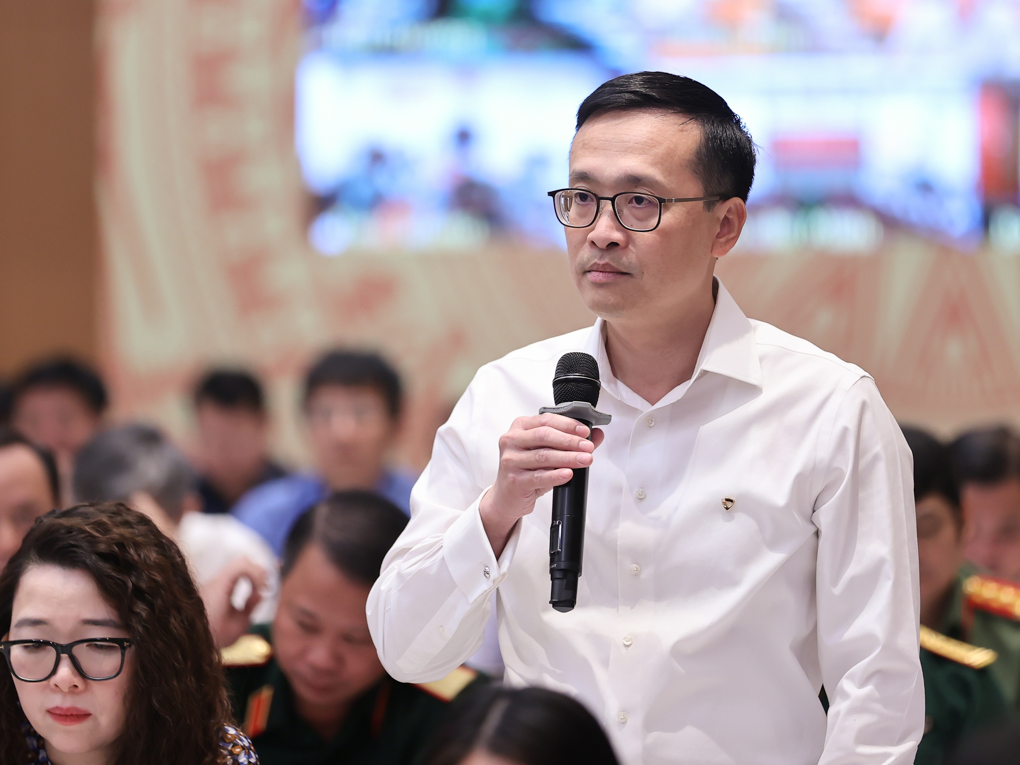 Chủ tịch HĐQT Vietcombank Phạm Quang Dũng phát biểu tại hội nghị - Ảnh: VGP/Nhật Bắc
