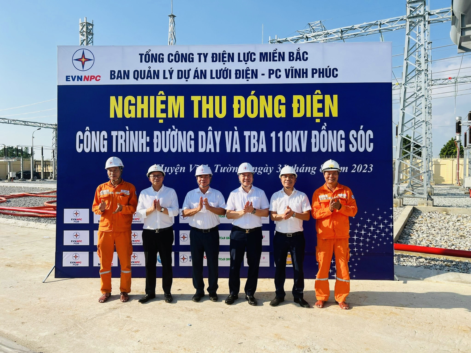 EVNNPC đóng điện giai đoạn 1 dự án đường dây và trạm biến áp 110kV Đồng Sóc - Ảnh 1. EVNNPC đóng điện giai đoạn 1 dự án đường dây và trạm biến áp 110kV Đồng Sóc - Ảnh 1.