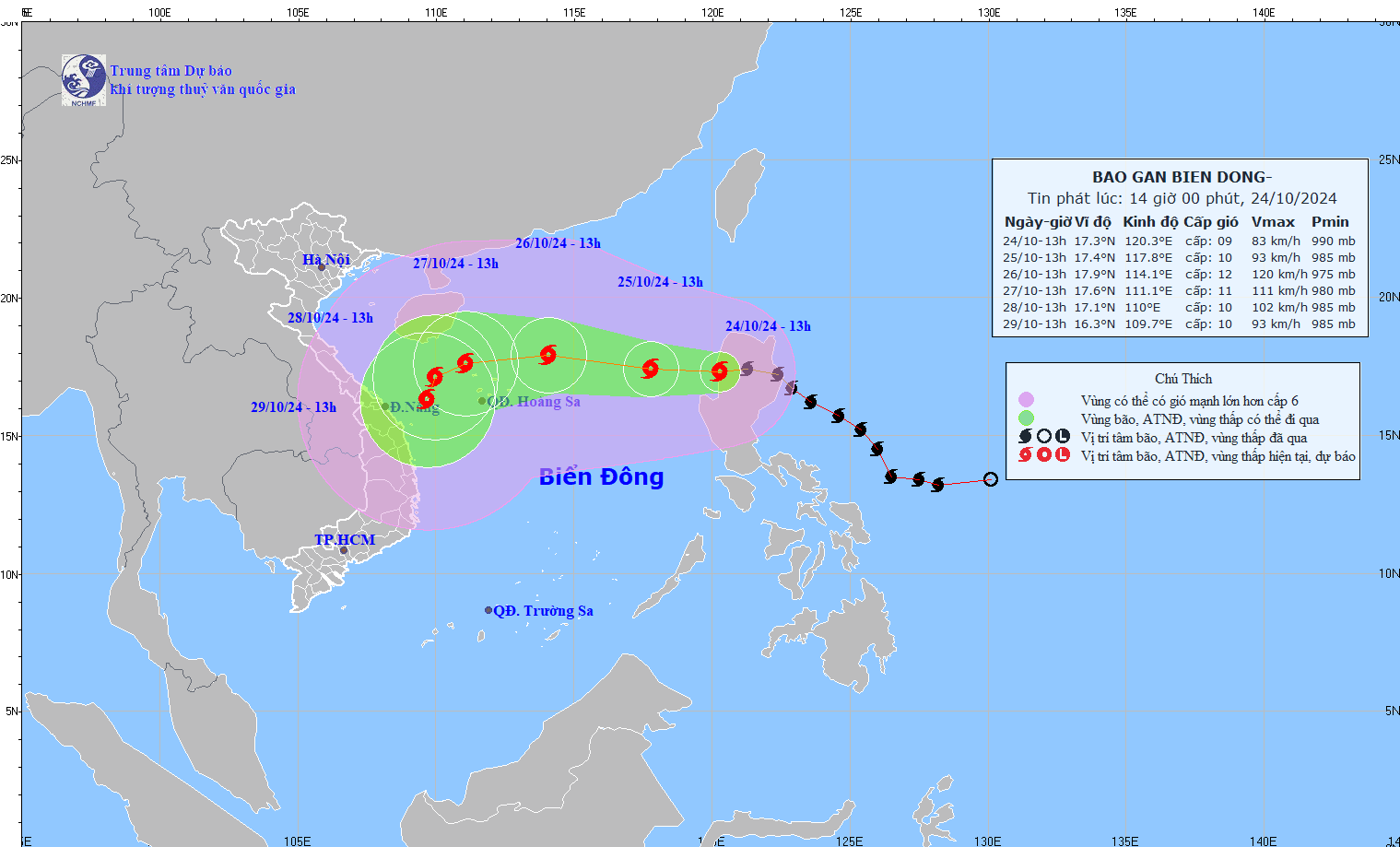 Bão Trà Mi vào Biển Đông, mạnh cấp 9- Ảnh 1.