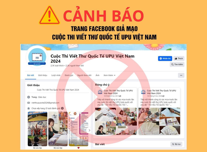 Cảnh báo fanpage giả mạo cuộc thi viết thư UPU tại Việt Nam- Ảnh 1.