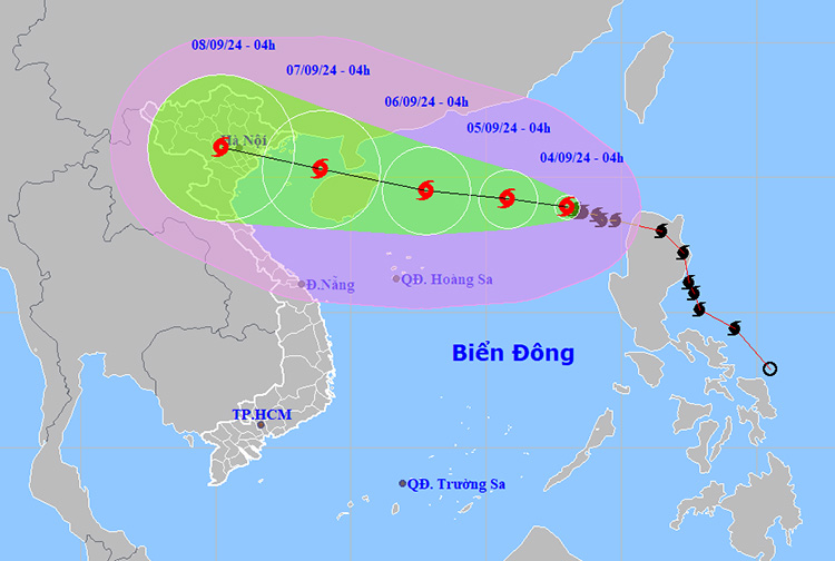 Thời tiết ngày 4/9: Bão số 3 mạnh cấp 11, giật cấp 13 trên khu vực bắc Biển Đông- Ảnh 1.