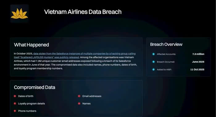 Vietnam Airlines lên tiếng về sự cố bảo mật dữ liệu- Ảnh 1. Vietnam Airlines lên tiếng về sự cố bảo mật dữ liệu- Ảnh 1.