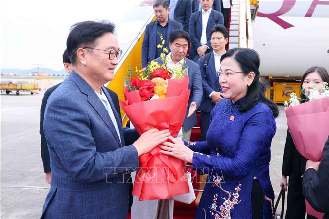 Chủ tịch Quốc hội Hàn Quốc đến Hà Nội, bắt đầu thăm chính thức Việt Nam- Ảnh 1.