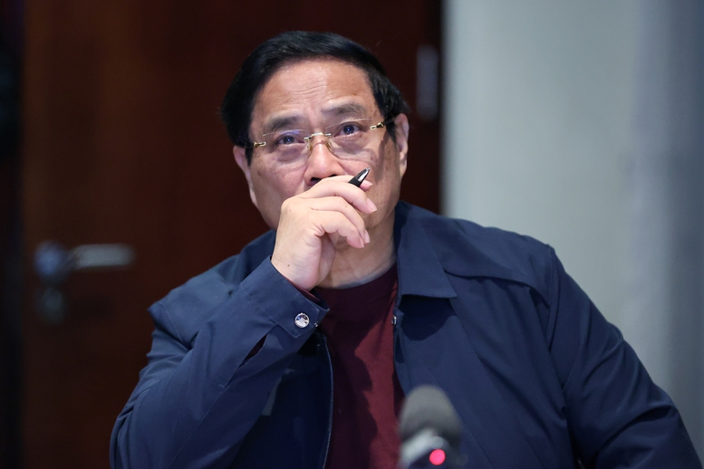 Thủ tướng Phạm Minh Chính đã nhấn mạnh, "nhân dân cần nhất chúng ta trong những lúc khó khăn, phải đặt mình vào địa vị người dân để triển khai các công việc" - Ảnh: VGP/Nhật Bắc