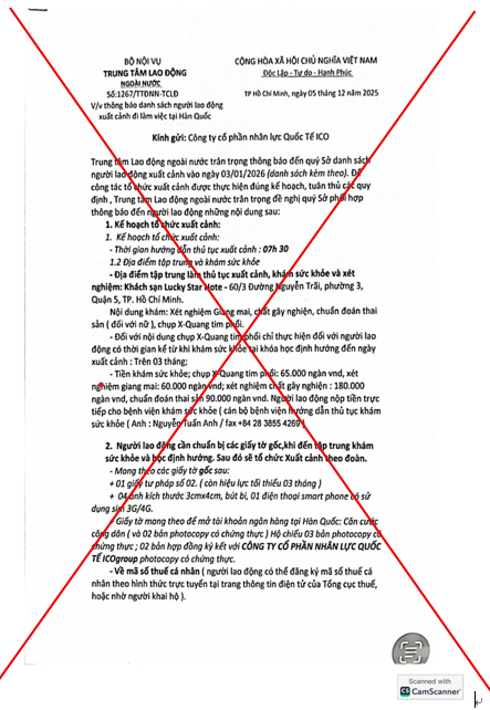 Giả mạo văn bản của Bộ Nội vụ để lừa đảo người lao động- Ảnh 1. Giả mạo văn bản của Bộ Nội vụ để lừa đảo người lao động- Ảnh 1.