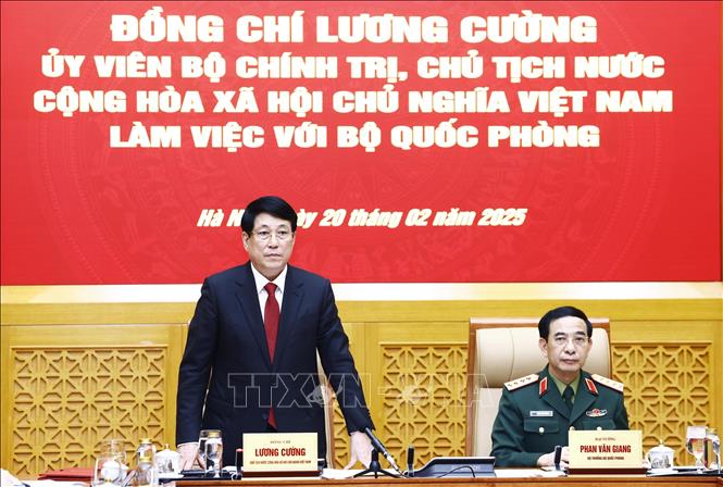 Chủ tịch nước Lương Cường làm việc với Bộ Quốc phòng- Ảnh 2.