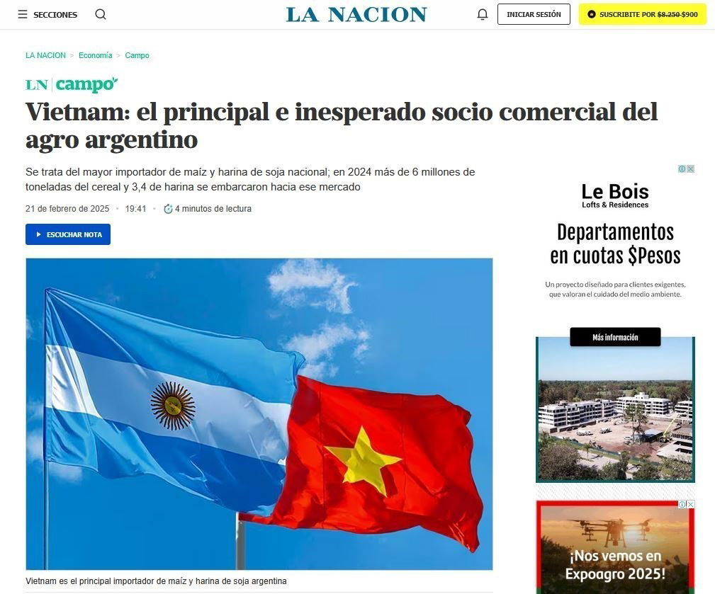 Báo Argentina nhận định Việt Nam đối tác thương mại nông nghiệp chủ chốt- Ảnh 1.