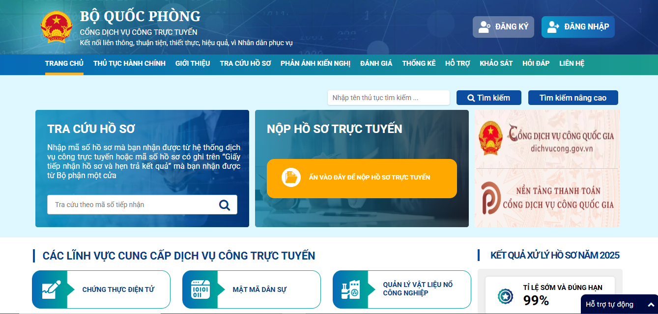 Bộ Quốc phòng công bố 52 thủ tục hành chính thực hiện trên môi trường điện tử- Ảnh 1. Bộ Quốc phòng công bố 52 thủ tục hành chính thực hiện trên môi trường điện tử- Ảnh 1.
