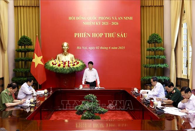Chủ tịch nước Lương Cường chủ trì phiên họp thứ 6 Hội đồng Quốc phòng và An ninh- Ảnh 1.