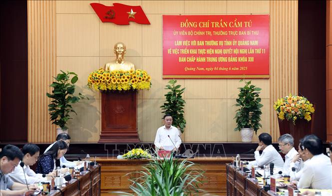 Thường trực Ban Bí thư Trần Cẩm Tú làm việc với Ban Thường vụ Tỉnh ủy Quảng Nam- Ảnh 2. Thường trực Ban Bí thư Trần Cẩm Tú làm việc với Ban Thường vụ Tỉnh ủy Quảng Nam- Ảnh 2.