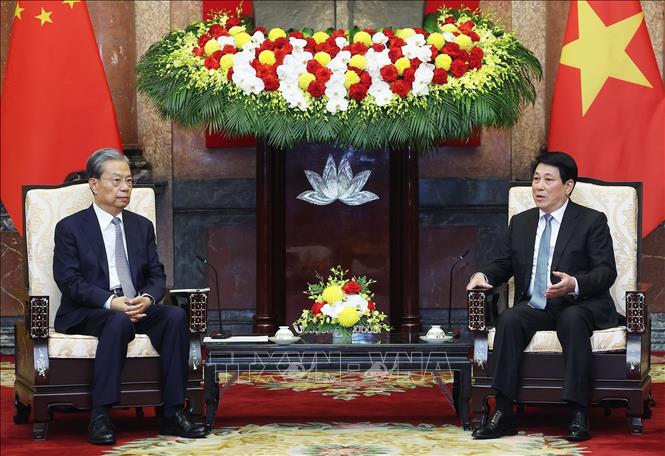 Chủ tịch nước Lương Cường tiếp Ủy viên trưởng Nhân đại toàn quốc Trung Quốc Triệu Lạc Tế- Ảnh 1. Chủ tịch nước Lương Cường tiếp Ủy viên trưởng Nhân đại toàn quốc Trung Quốc Triệu Lạc Tế- Ảnh 1.