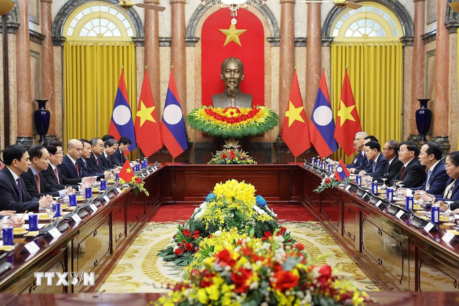 Chủ tịch nước Lương Cường hội kiến Tổng Bí thư, Chủ tịch nước Lào- Ảnh 2.