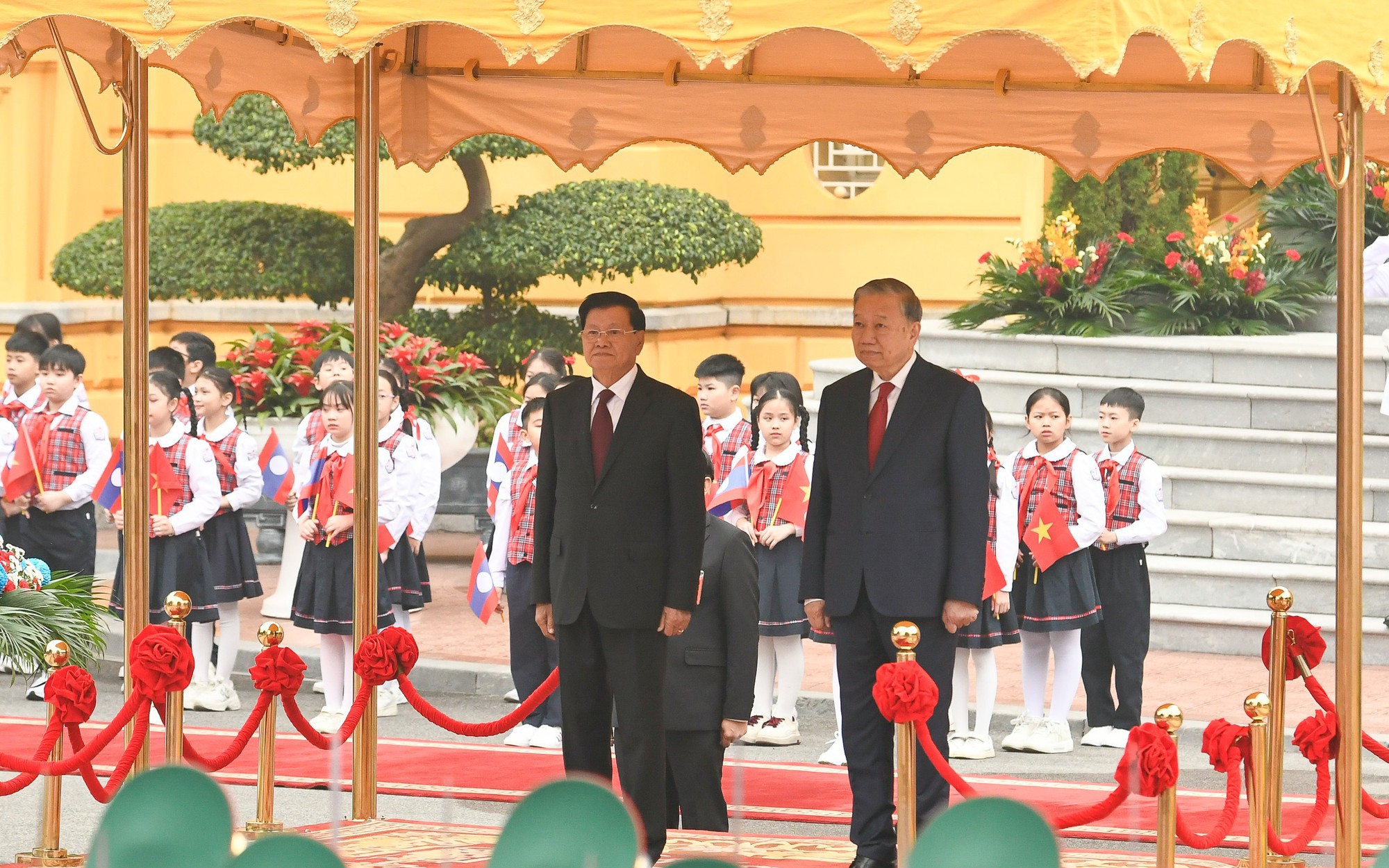 Tổng Bí thư Tô Lâm chủ trì Lễ đón Tổng Bí thư, Chủ tịch nước Lào Thongloun Sisoulith