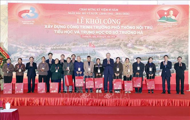 Tổng Bí thư Tô Lâm dự lễ khởi công xây trường học ở xã biên giới tỉnh Cao Bằng- Ảnh 3.