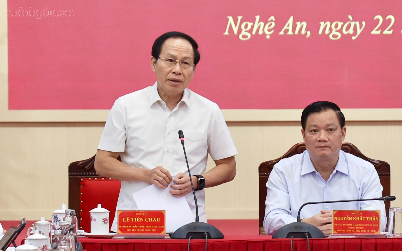 Phó Thủ tướng Lê Tiến Châu: Nghệ An cần chú trọng tăng trưởng về 'chất'