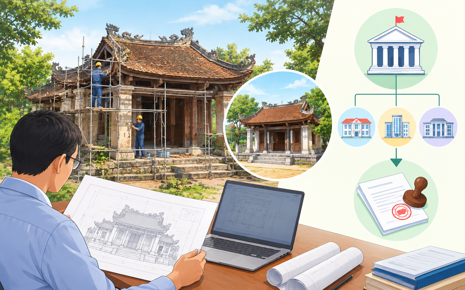 Thẩm quyền phê duyệt thiết kế bản vẽ thi công dự án tu bổ di tích