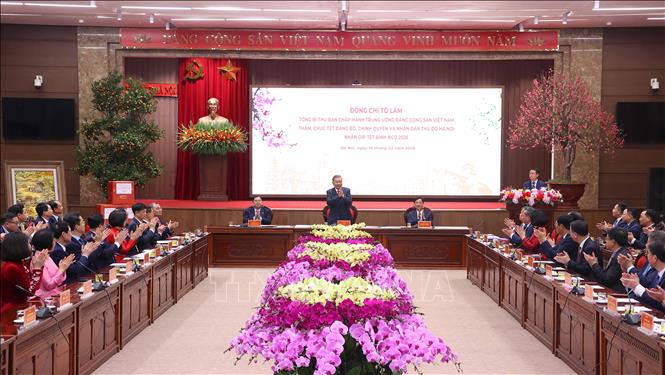 Tổng Bí thư Tô Lâm thăm, chúc Tết Đảng bộ, chính quyền và nhân dân Hà Nội- Ảnh 3.