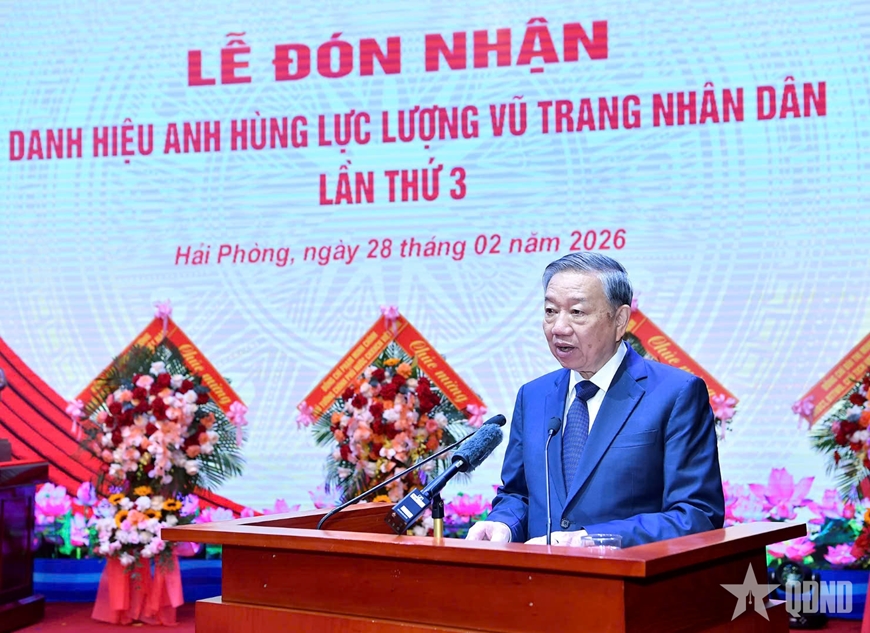 Phát biểu của Tổng Bí thư Tô Lâm tại Lễ đón nhận danh hiệu Anh hùng LLVTND của Quân chủng Hải quân- Ảnh 1. Phát biểu của Tổng Bí thư Tô Lâm tại Lễ đón nhận danh hiệu Anh hùng LLVTND của Quân chủng Hải quân- Ảnh 1.