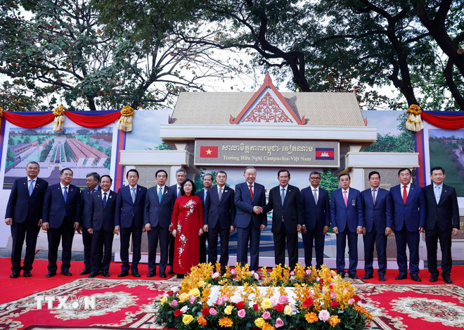 Tổng Bí thư Tô Lâm dự lễ khởi công Trường Hữu nghị Campuchia-Việt Nam- Ảnh 2.