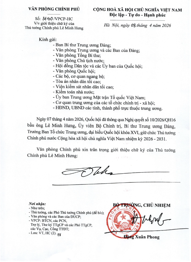 Giới thiệu chữ ký của Thủ tướng và các Phó Thủ tướng Chính phủ nhiệm kỳ 2026-2031- Ảnh 1.