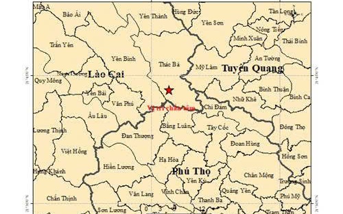 Xảy ra động đất 3.0 độ ở xã Thác Bà, tỉnh Lào Cai
