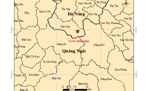 Liên tiếp xảy ra 5 trận động đất ở Đà Nẵng và Quảng Ngãi