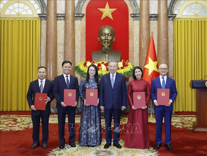 Tổng Bí thư, Chủ tịch nước Tô Lâm trao quyết định bổ nhiệm 5 Đại sứ Việt Nam tại nước ngoài- Ảnh 1.