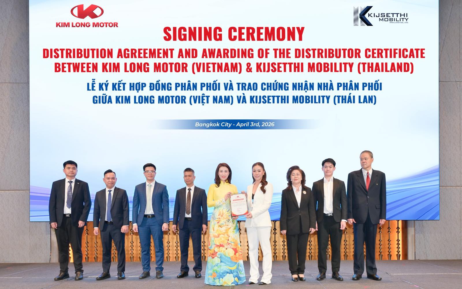 Chính thức đặt chân vào thị trường Thái Lan, KIM LONG MOTOR thiết lập nhà phân phối đầu tiên tại Đông Nam Á