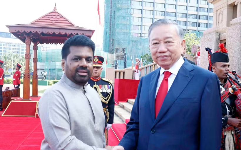 Lễ đón trọng thể Tổng Bí thư, Chủ tịch nước Tô Lâm thăm cấp Nhà nước Sri Lanka