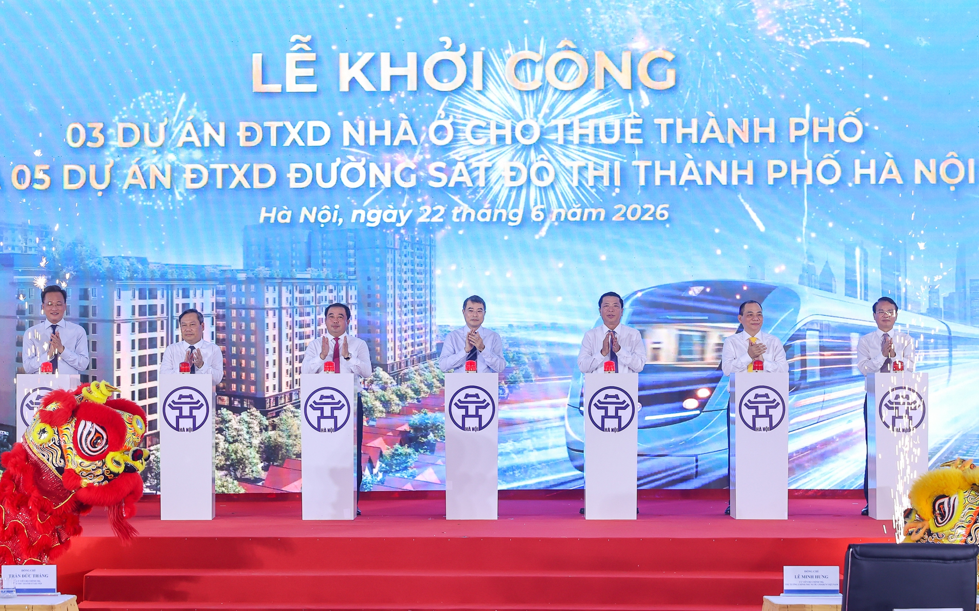 Thủ tướng dự lễ khởi công 5 tuyến đường sắt, 3 dự án nhà ở cho thuê tại Hà Nội với tổng vốn hơn 1,3 triệu tỷ đồng