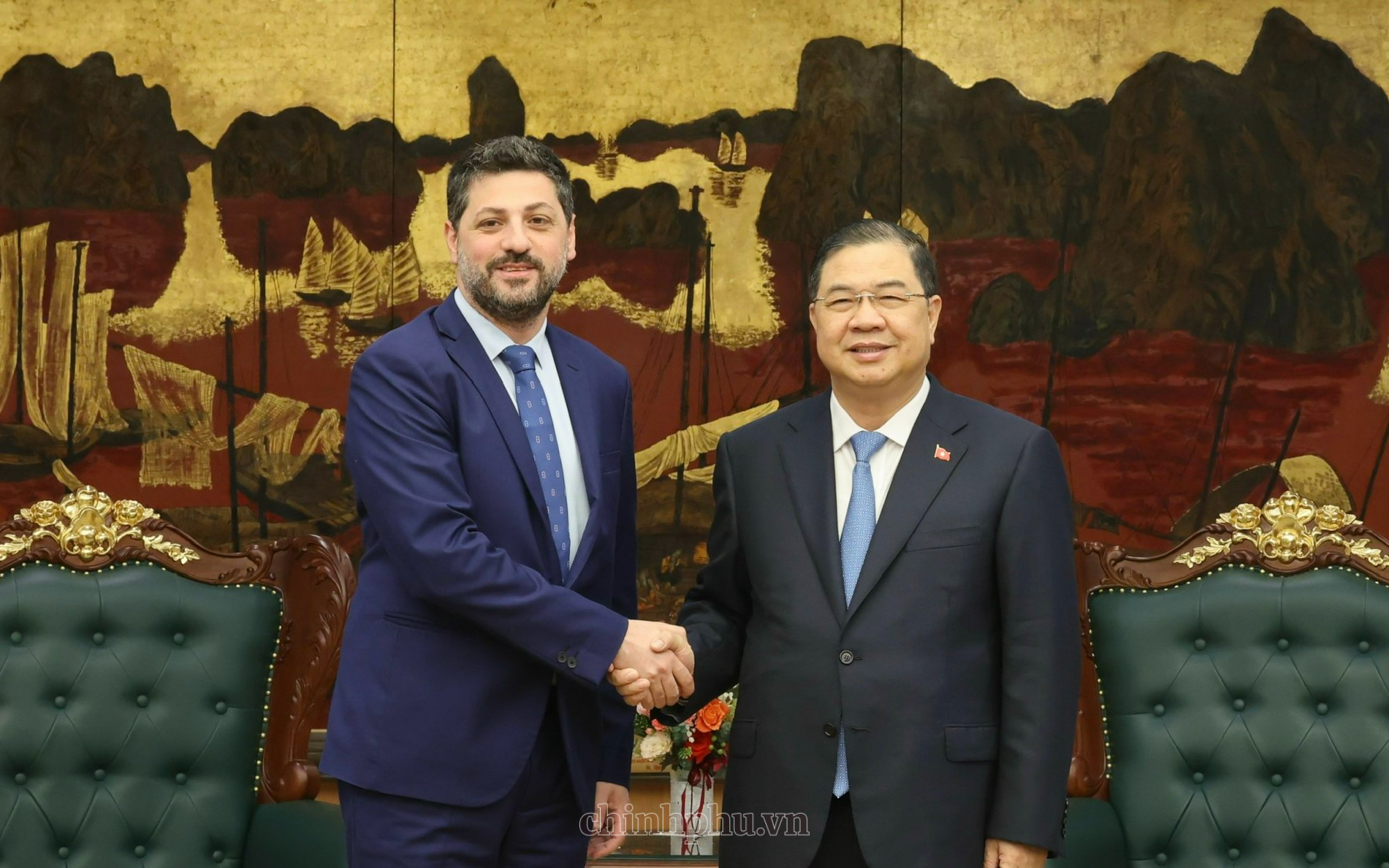 Phó Thủ tướng Thường trực Chính phủ Phạm Gia Túc tiếp Giám đốc điều hành WEF Maroun Kairouz