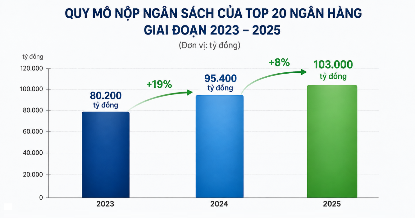 Top 20 ngân hàng nộp ngân sách gần 103.000 tỷ đồng- Ảnh 1.