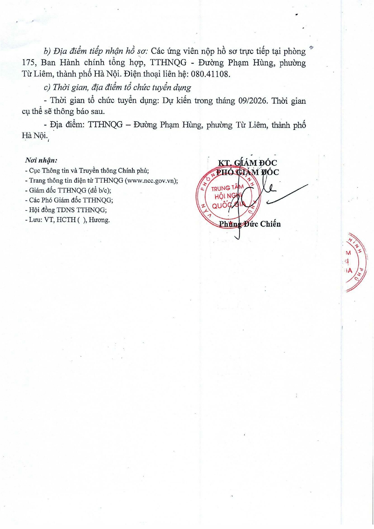 Trung tâm Hội nghị Quốc gia, Văn phòng Chính phủ tuyển dụng nhân sự đợt II năm 2026- Ảnh 4.