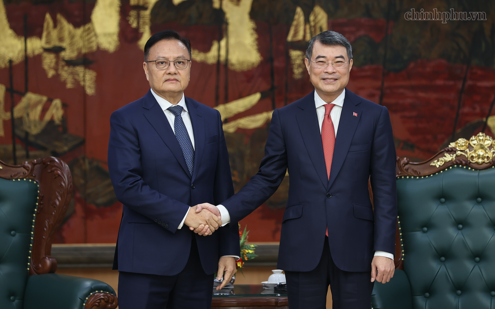 Thủ tướng Lê Minh Hưng tiếp Phó Thủ tướng, Bộ trưởng Bộ Tài chính Lào Santiphab Phomvihane