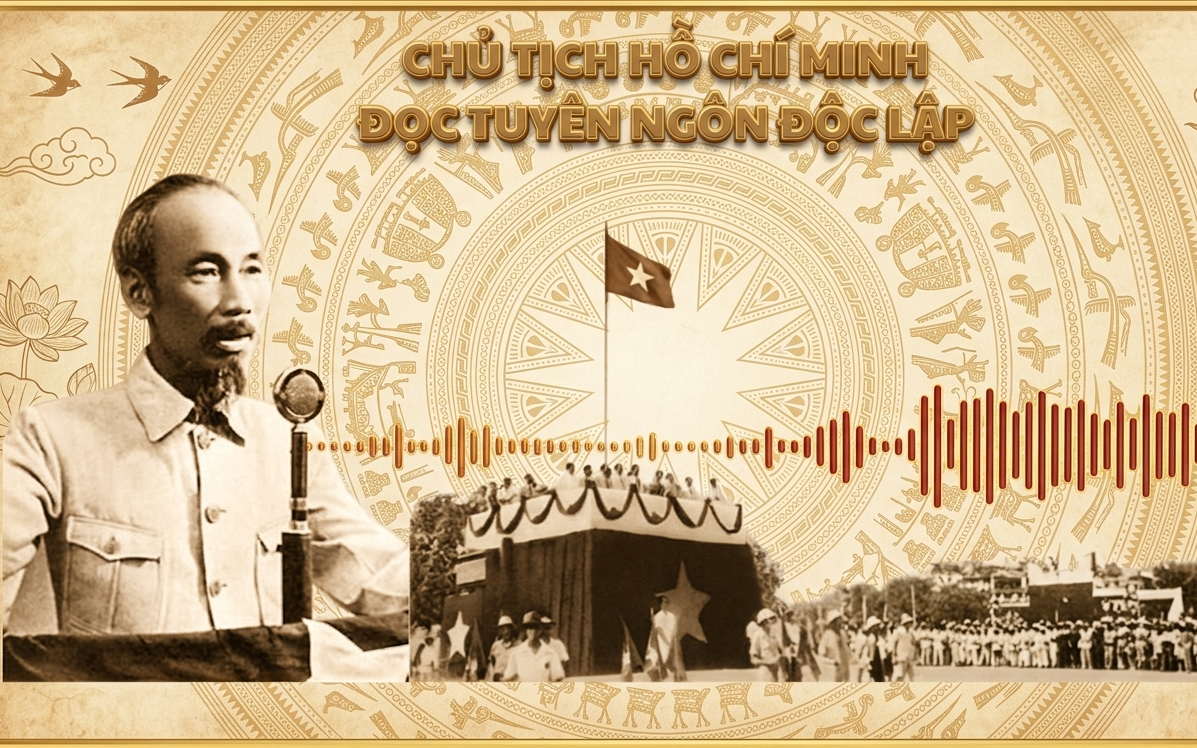 Chủ tịch Hồ Chí Minh đọc Tuyên ngôn Độc lập năm 1945