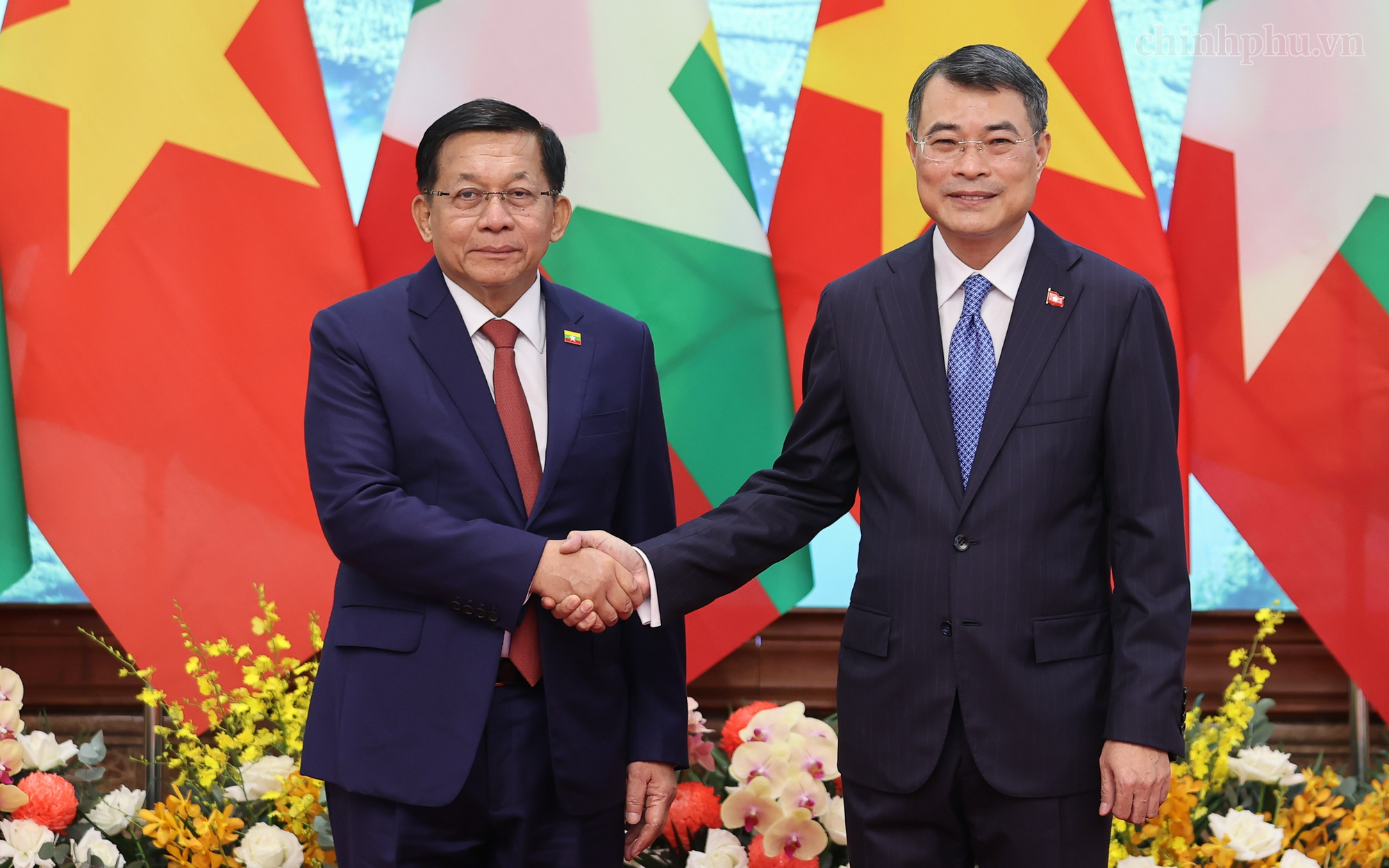 Thủ tướng Lê Minh Hưng hội kiến Tổng thống Myanmar Min Aung Hlaing