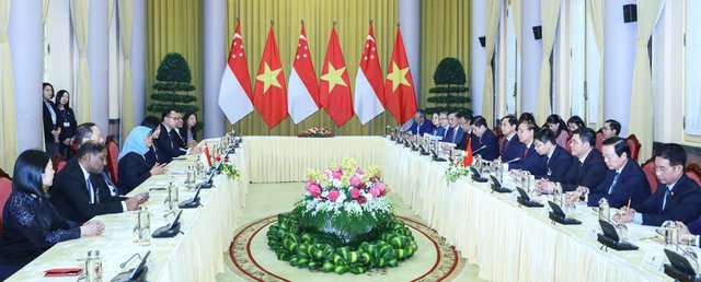 Viet Nam President holds talks with visiting Singaporean counterpart - Ảnh 3.