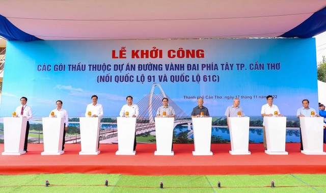 Prime Minister attends groundbreaking ceremony for West Ring Road in Can Tho - Ảnh 1.